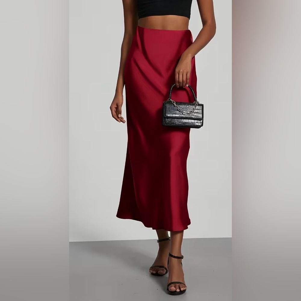 Elegant Crimson Burgundy Women's Skirt